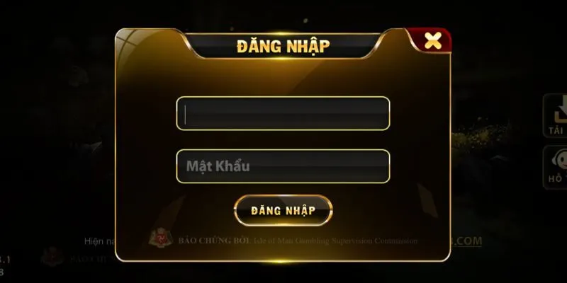 Người chơi cần nhập thông tin chính xác để vào hệ thống